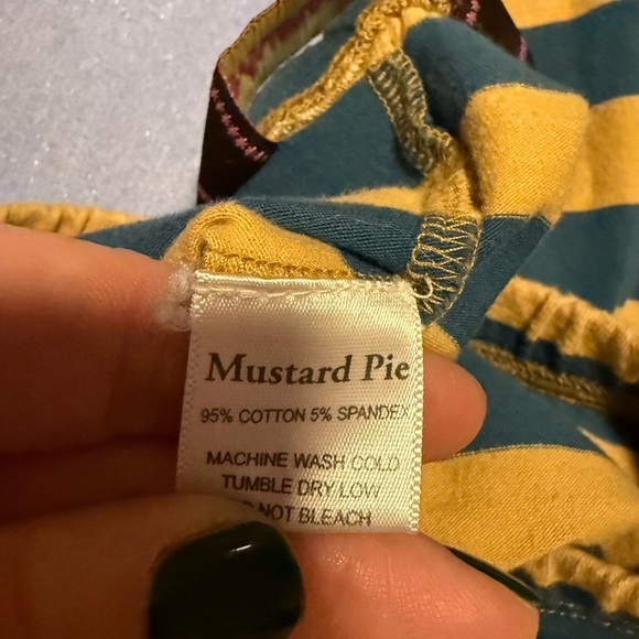 Mustard Pie Striped Ruffle Leggings - Picture 3 of 7